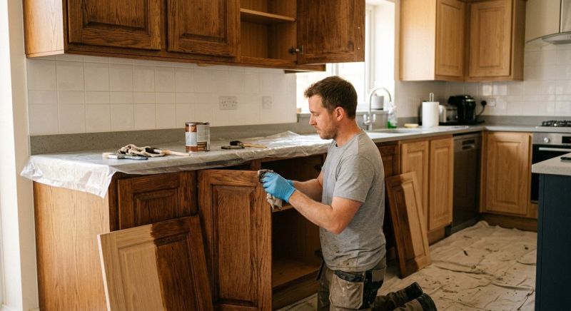Kitchen Cabinet Staining Service