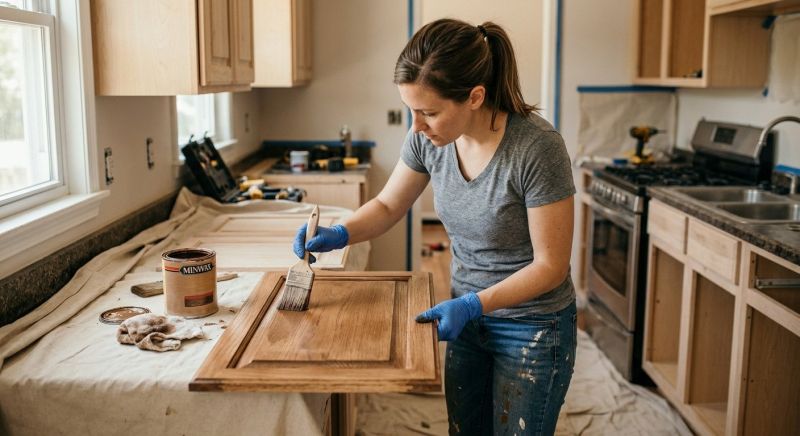Kitchen Cabinet Staining Service